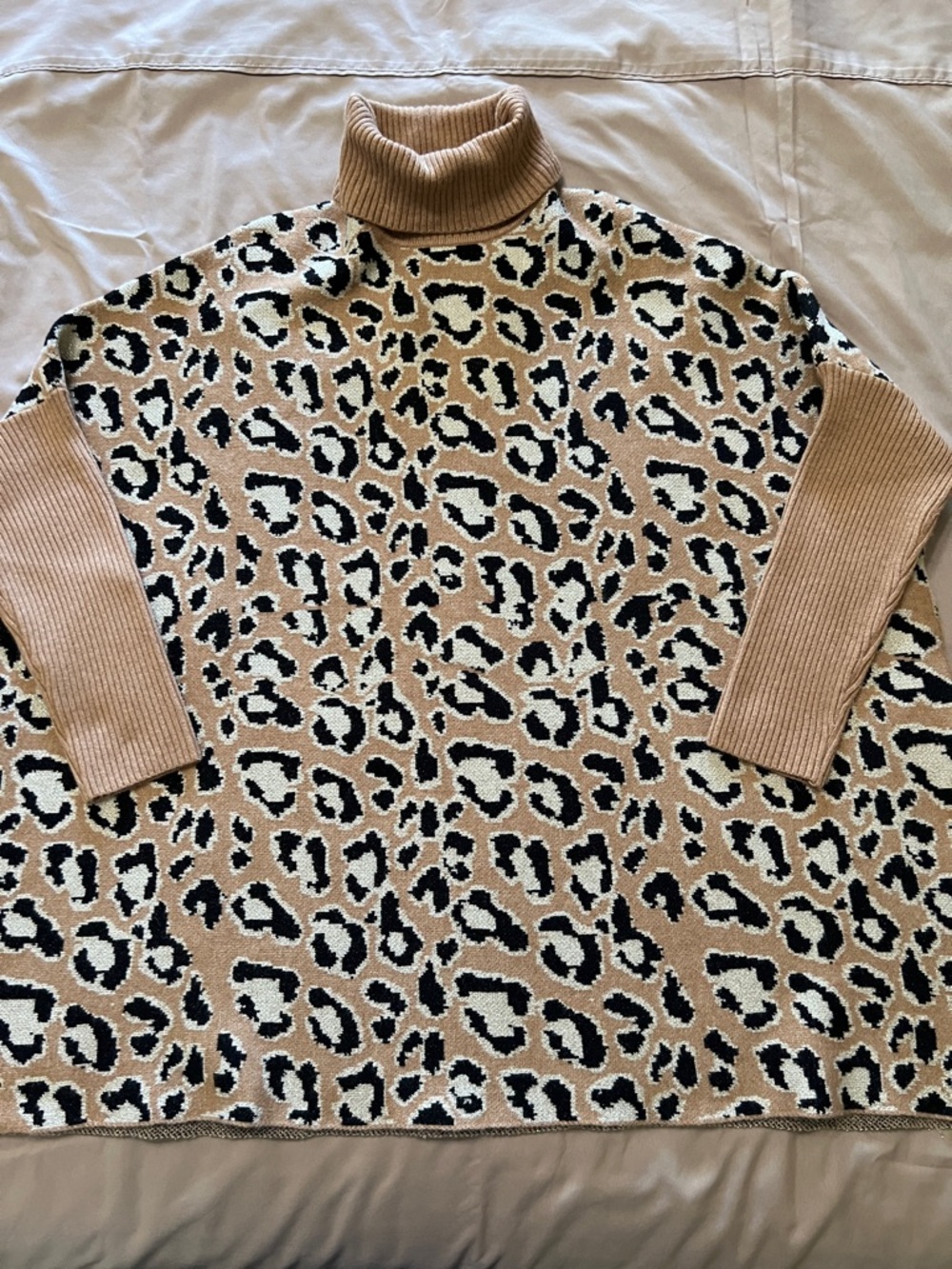 Chico's Leopard Print Turtleneck Sweater - Camel/Black/Cream